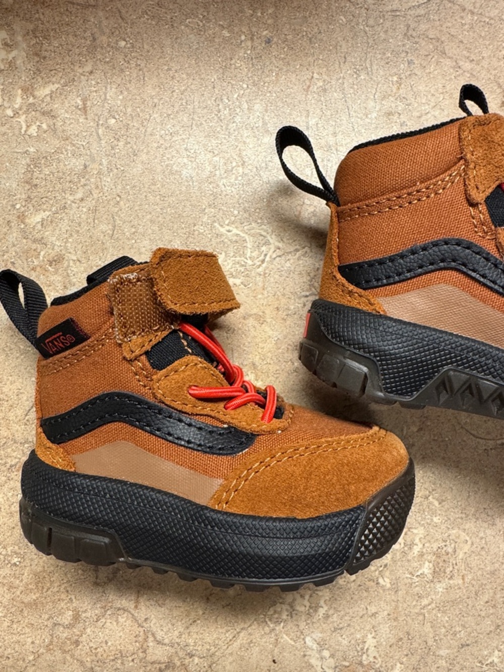 Vans Toddler Brown and Black High-Top Trail Boots with Red Laces